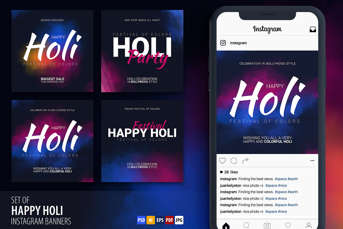 Happy Holi. Festival of Colors. in Instagram Templates - product preview 8