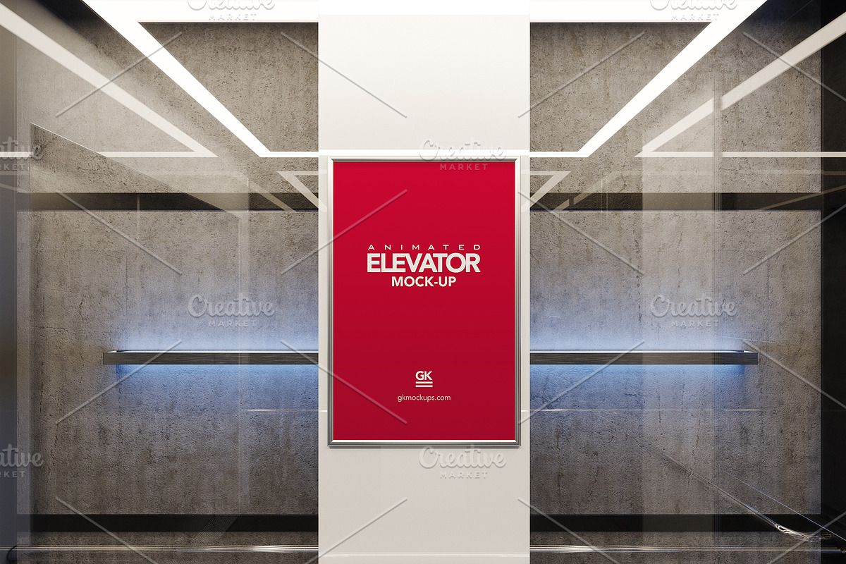 Animated Elevator / Poster Mock-up in Product Mockups - product preview 8