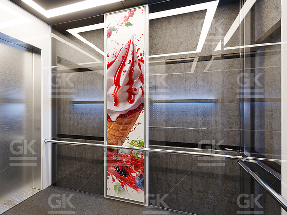 Animated Elevator / Poster Mock-up in Product Mockups - product preview 3