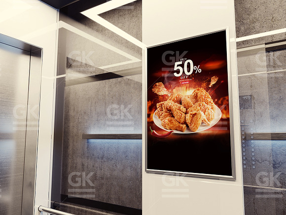 Animated Elevator / Poster Mock-up in Product Mockups - product preview 4