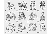 Zodiac icons. Astrology