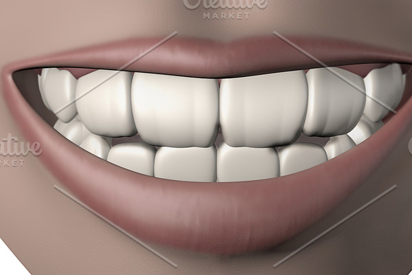 3d illustration of woman mouth full 