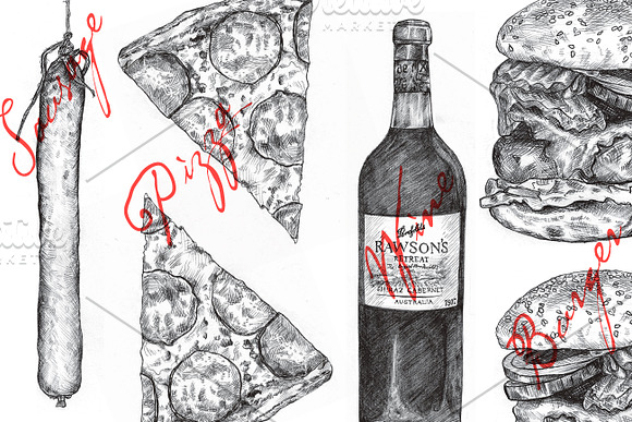 Detailed Food Drawing Bundle #1 in Illustrations - product preview 2