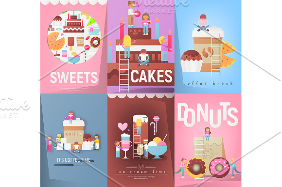 Sweets and Desserts Posters Set in Illustrations - product preview 1