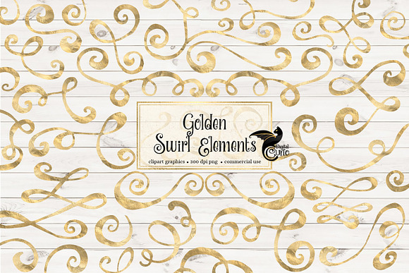 Gold Swirl Elements Clipart in Objects - product preview 1
