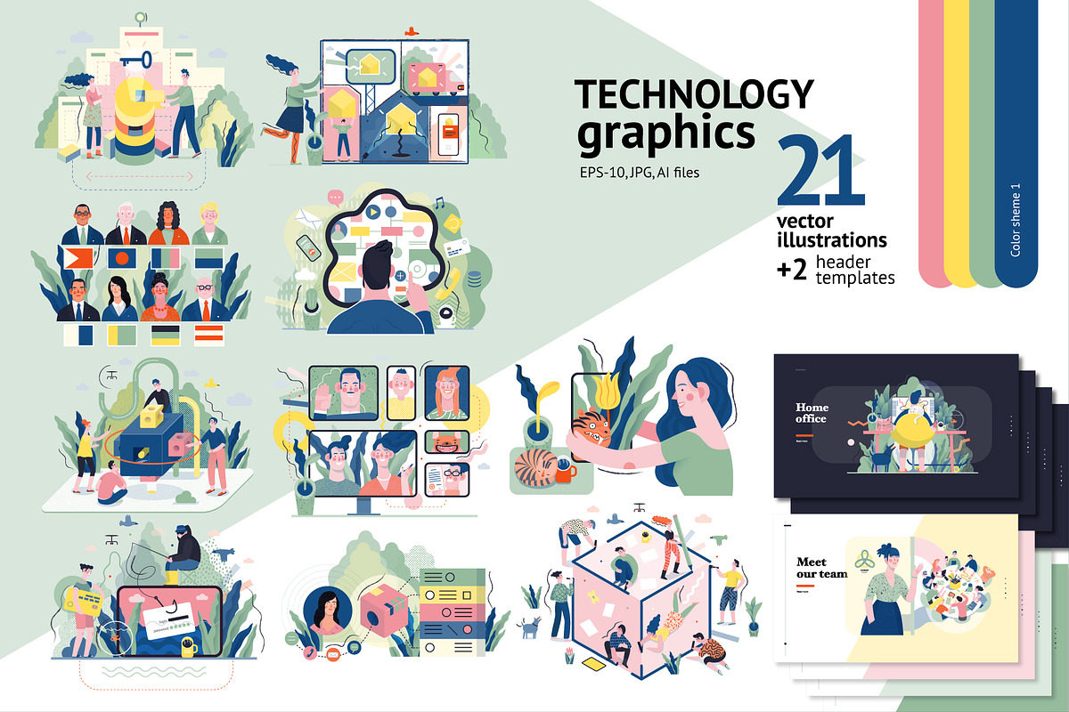 Technology graphics set, color 1 in Illustrations - product preview 8