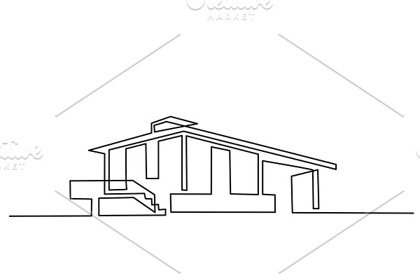 one line drawing Modern house