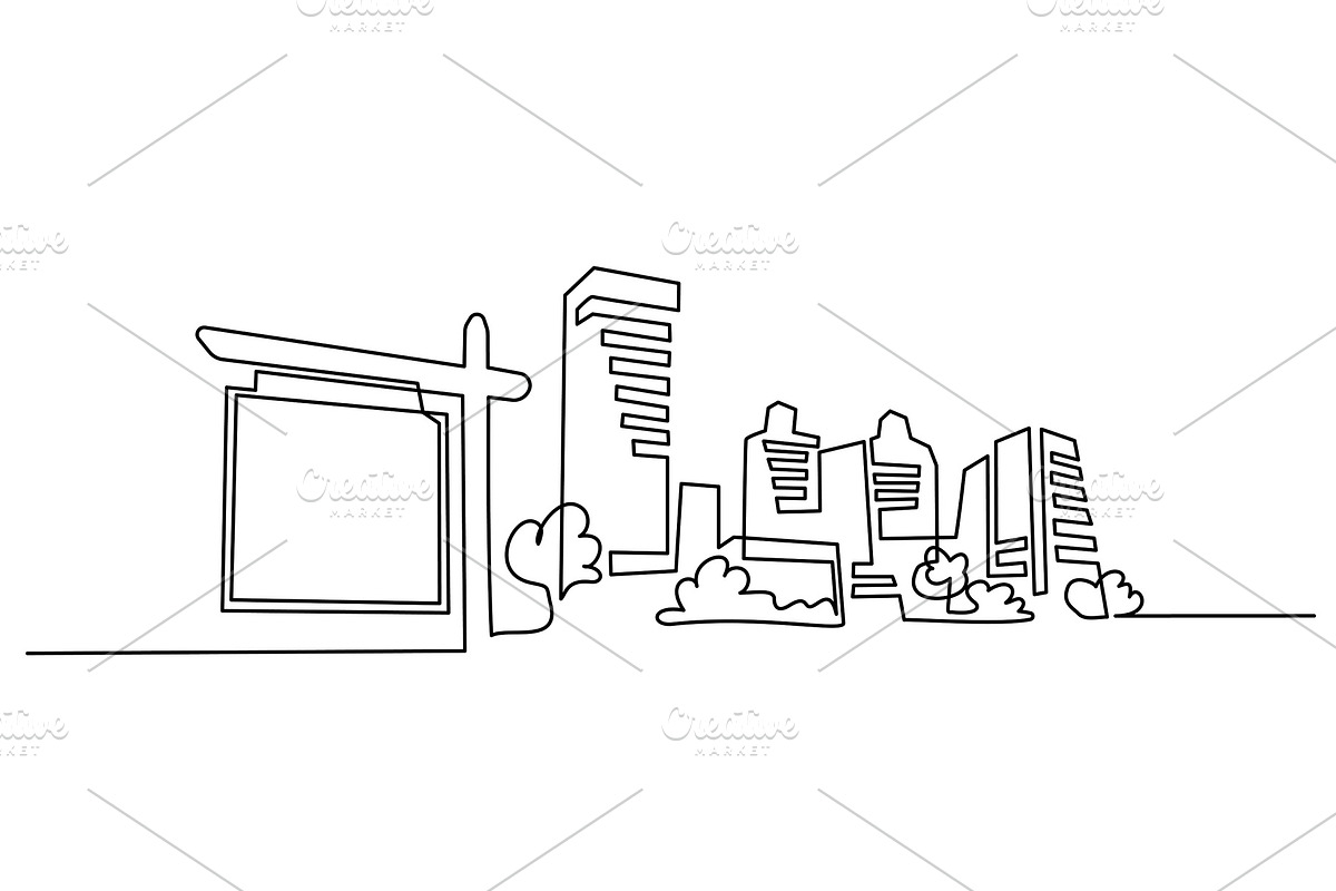 Building Cityscape One Line Art in Illustrations - product preview 8