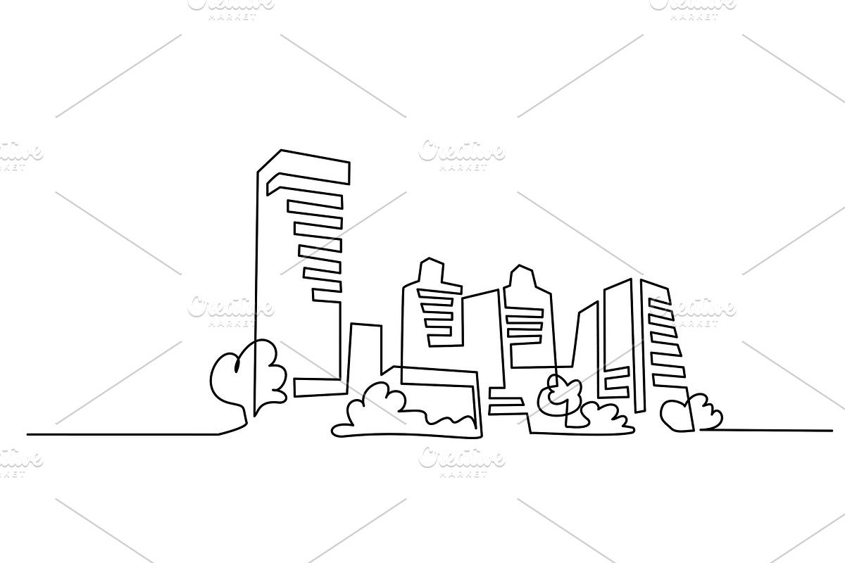 Building Cityscape Line Art in Illustrations - product preview 8