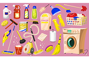 Cleaning icons. Set of Home or