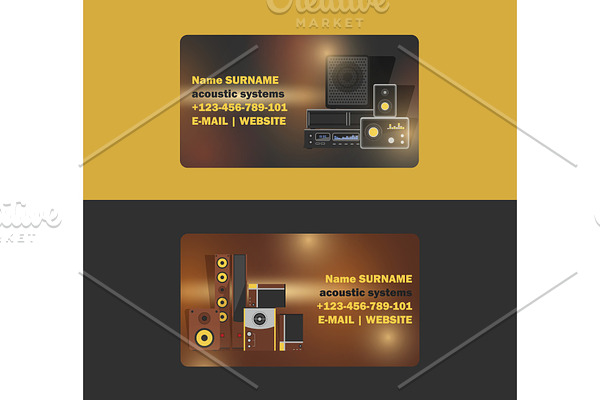 Sound system vector business card