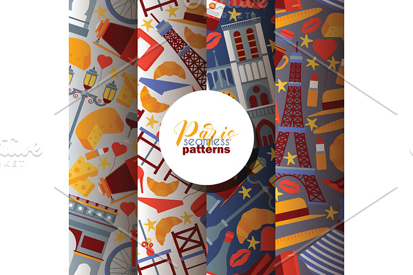 Paris vector seamless pattern french