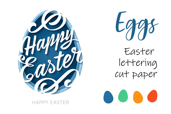 Cut Paper Egg Happy Easter