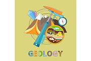 Geology Emblem with Pick, Mountain