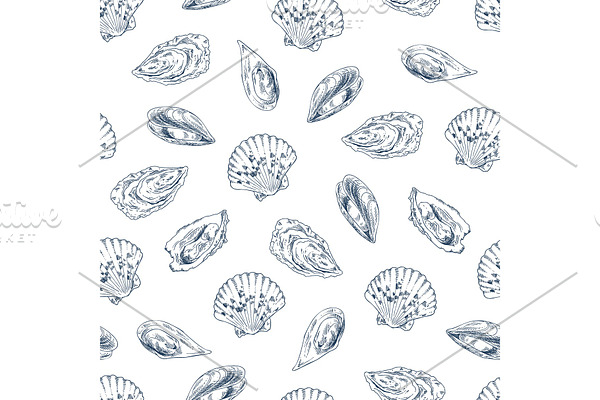 Mussel and Scallop Pattern Vector
