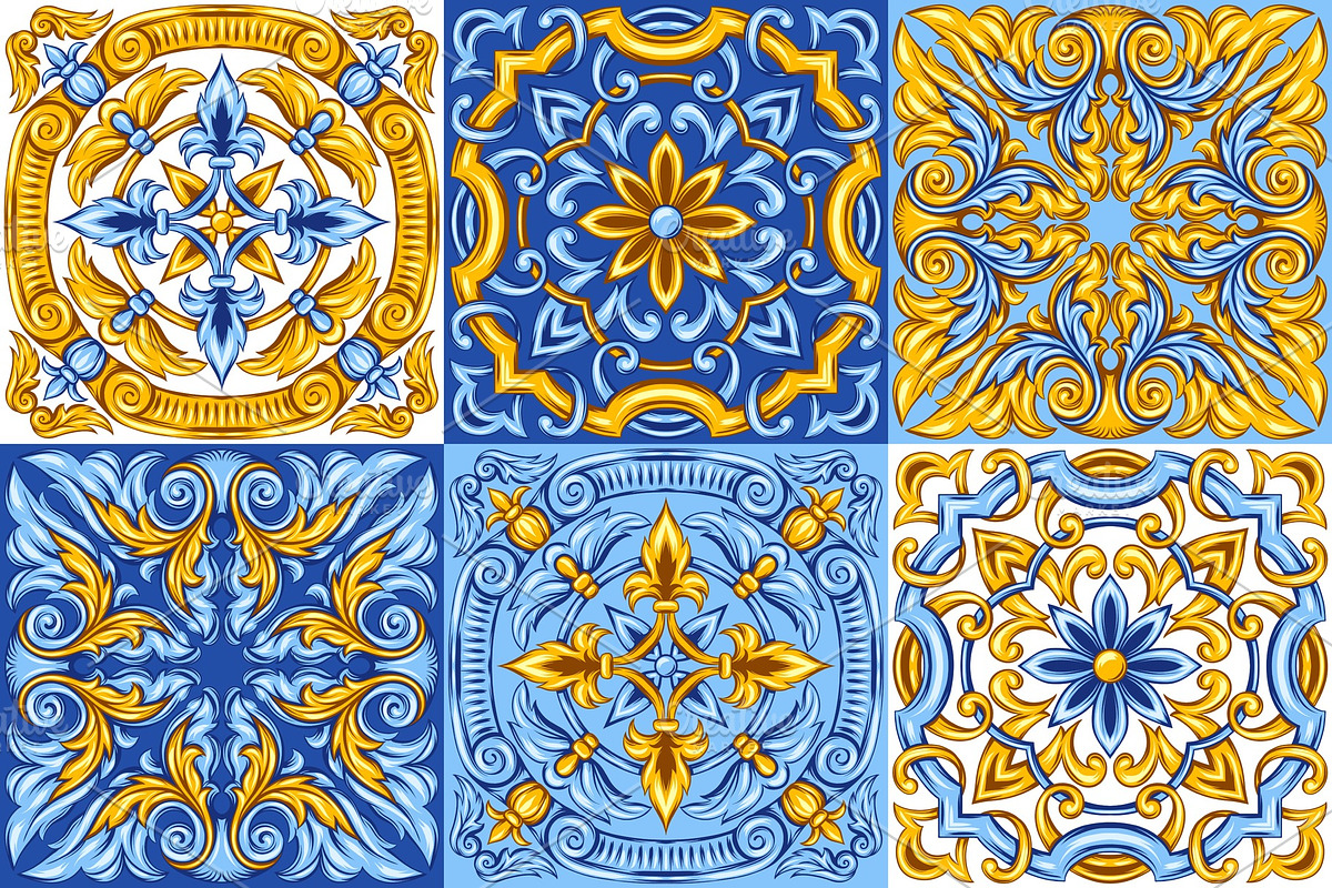 Portuguese azulejo ceramic tile in Patterns - product preview 8