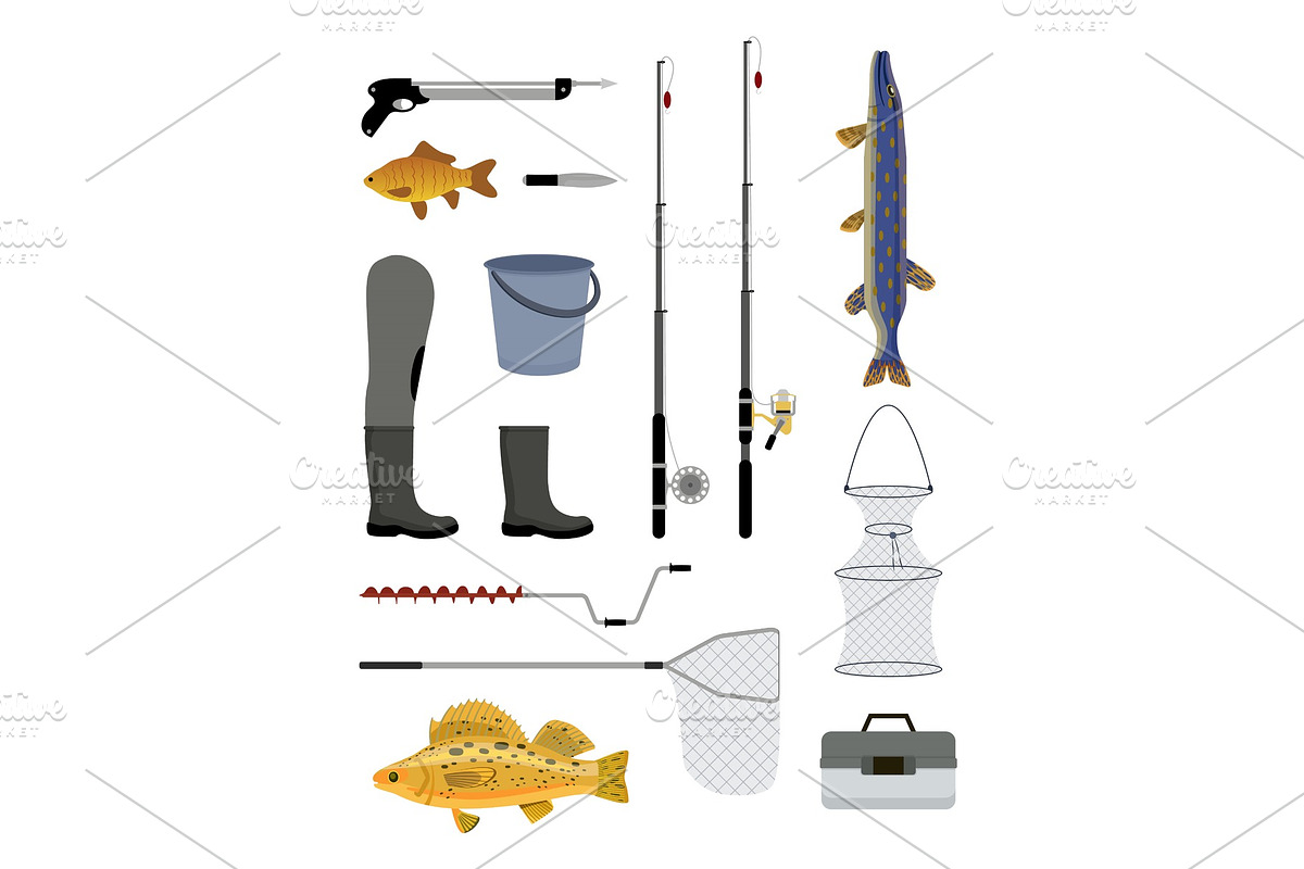 Fishing Tools and Equipment Vector in Objects - product preview 8