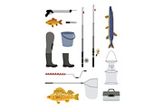 Fishing Tools and Equipment Vector
