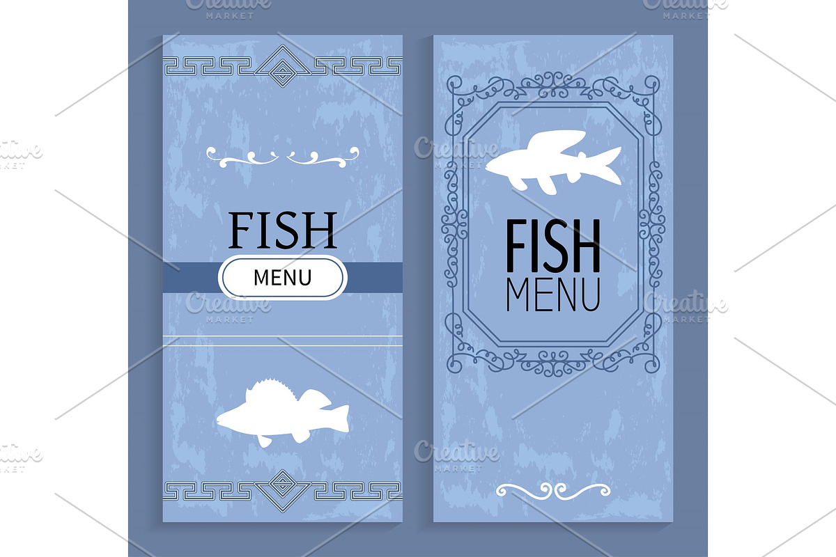 Fish Menu Isolated on Blue Vector in Illustrations - product preview 8