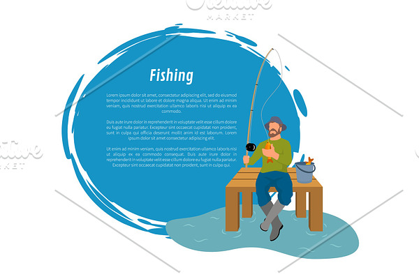 Fisherman with Fishing Rod and Fish