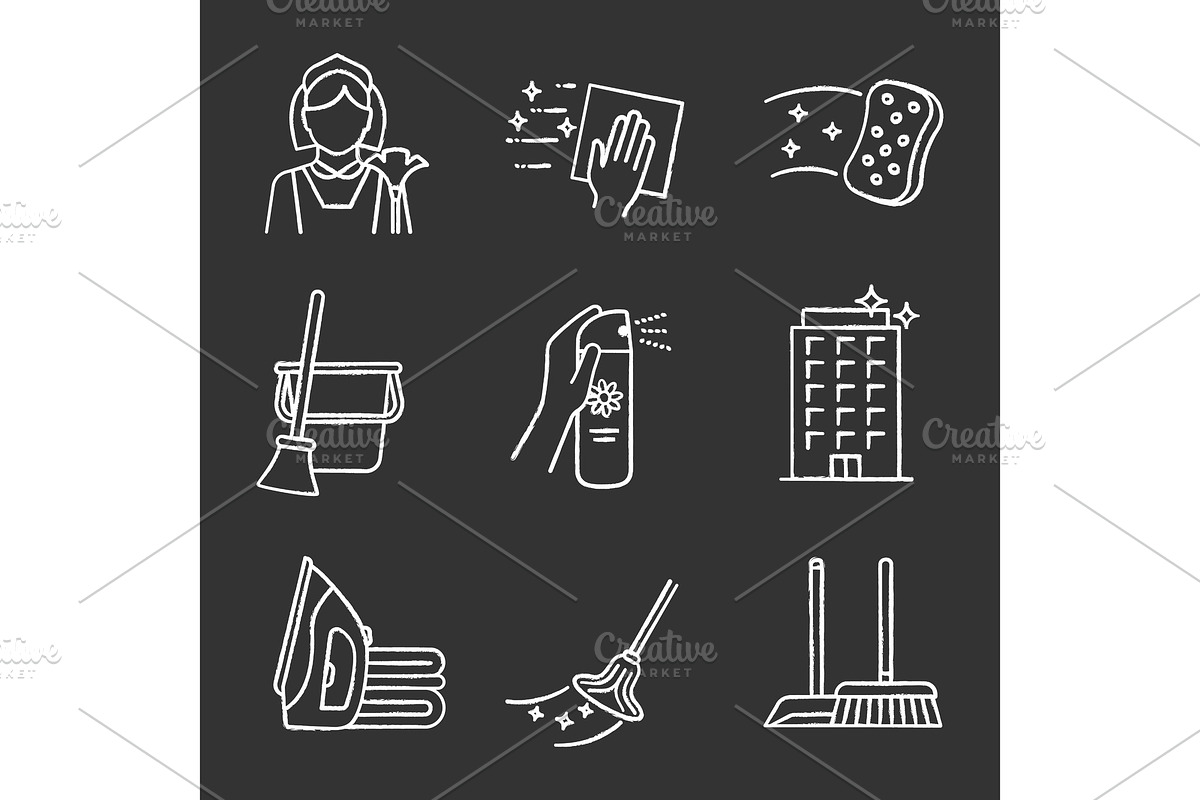 Cleaning service chalk icons set in Icons - product preview 8