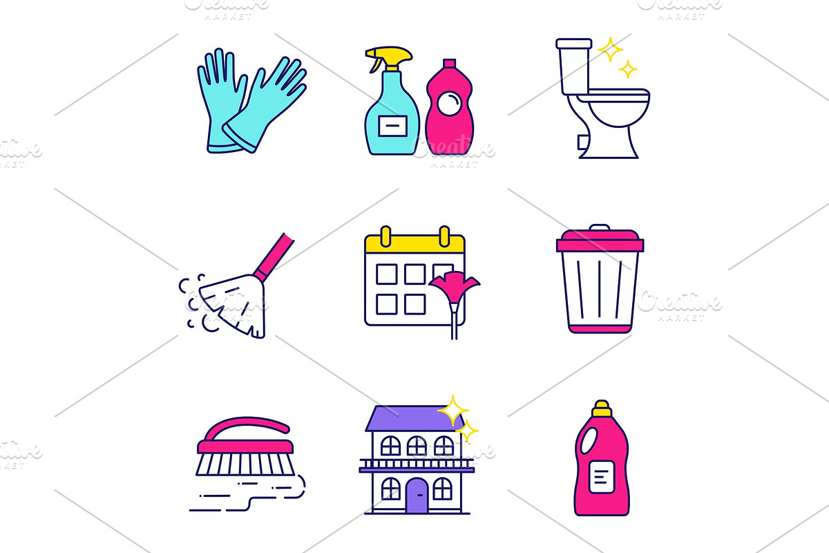 Cleaning service color icons set in Icons - product preview 8