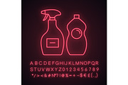 Cleaning chemicals neon light icon