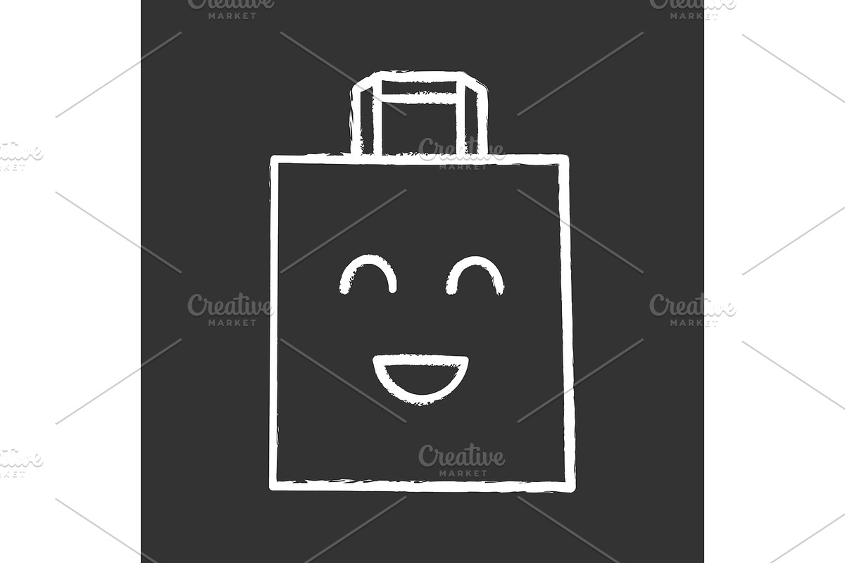 Smiling shopping bag character icon in Icons - product preview 8