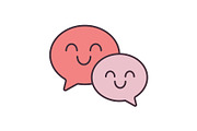Smiling speech bubbles color icon
