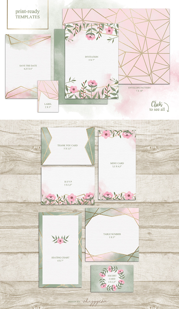 Green Wedding Invitation Suite in Wedding Templates - product preview 1