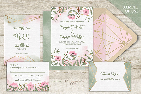 Green Wedding Invitation Suite in Wedding Templates - product preview 2