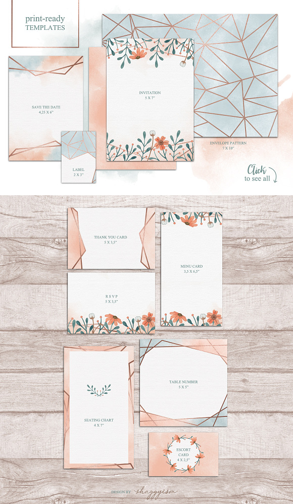 Peach Wedding Invitation Suite in Wedding Templates - product preview 1