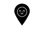 Smiling map pin character glyph icon
