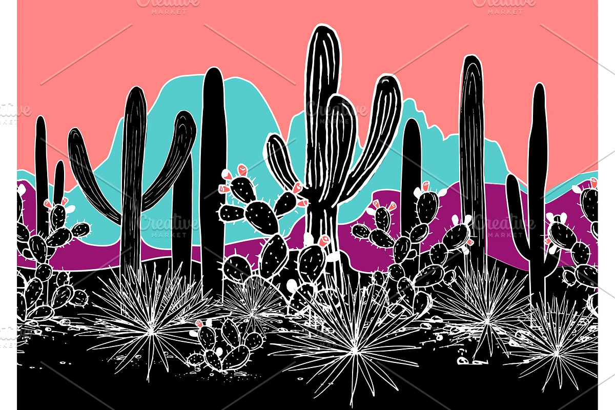 Vector cactus seamless pattern in Illustrations - product preview 8