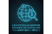 Investment research neon light icon