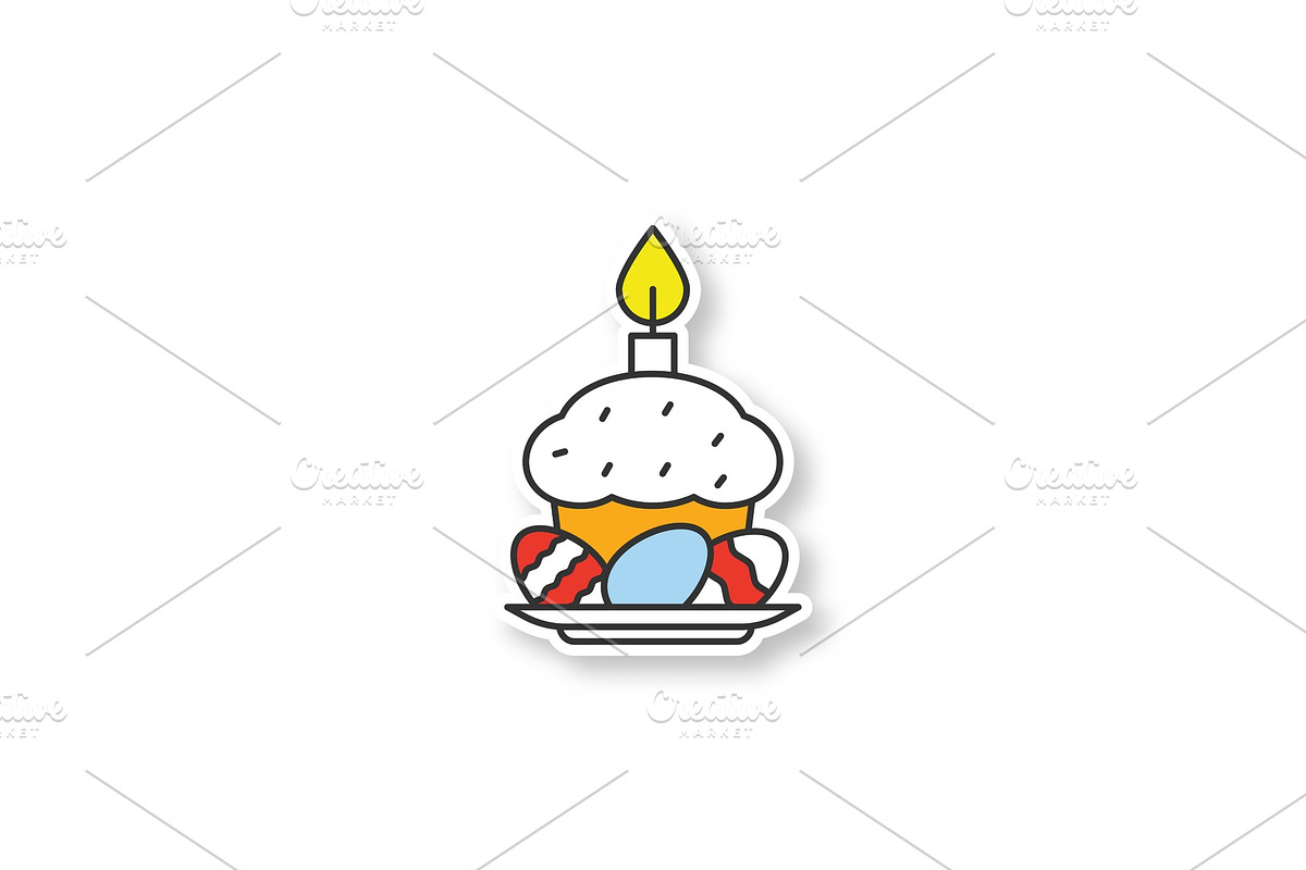 Easter cake, eggs and candle patch in Icons - product preview 8