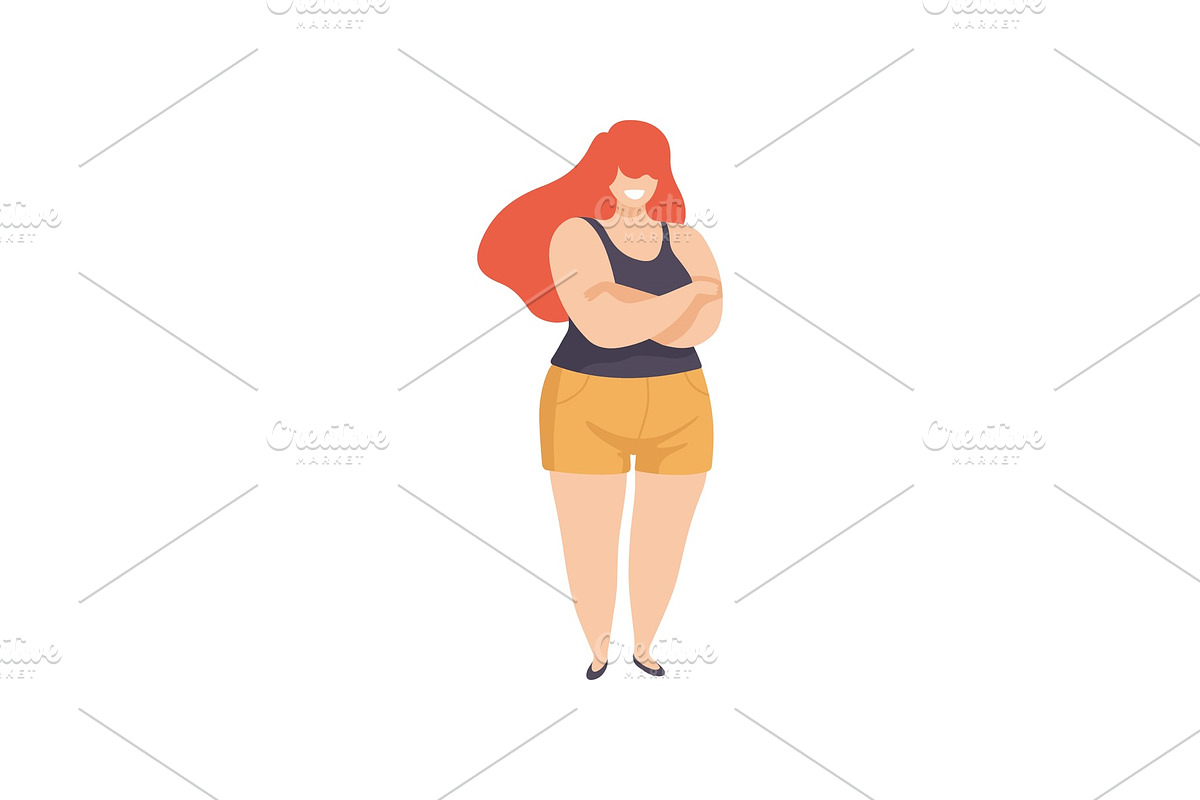 Beautiful Happy Plump Woman, Body in Illustrations - product preview 8