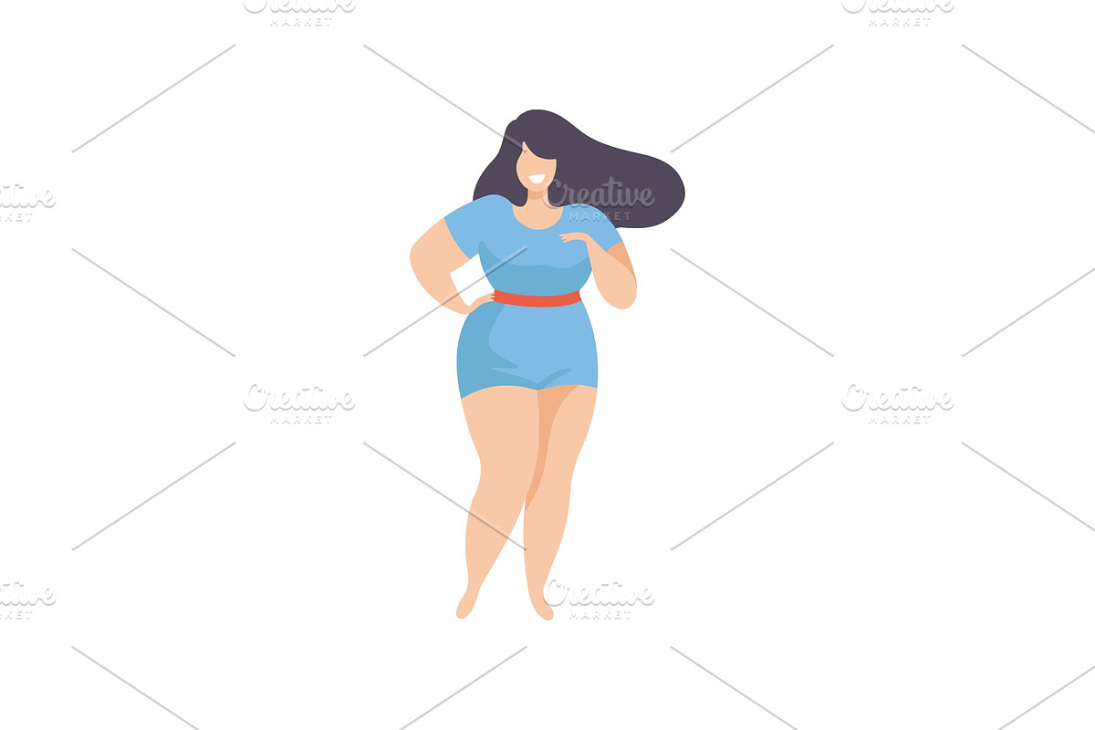 Happy Beautiful Plus Size Woman in Illustrations - product preview 8