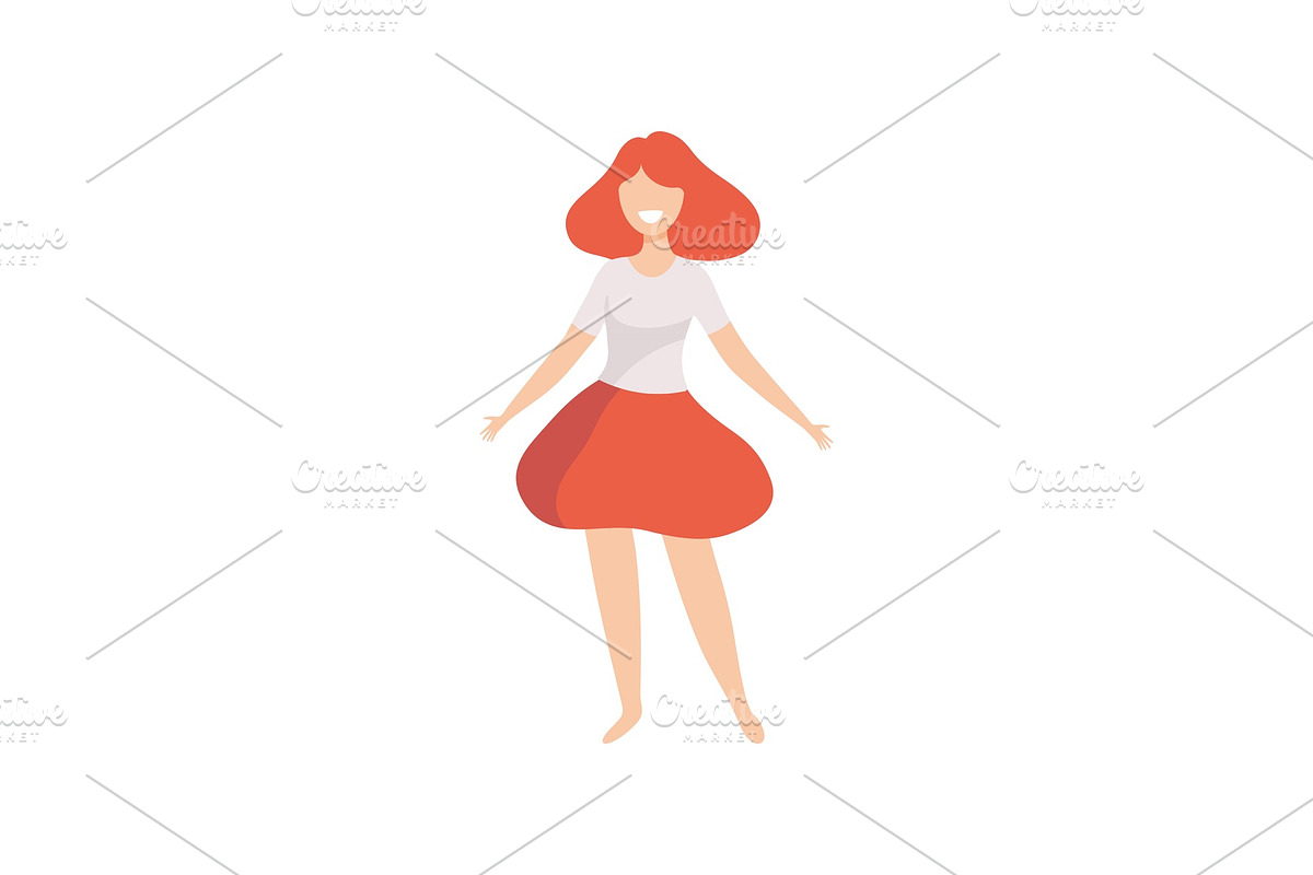 Happy Beautiful Woman in Casual in Illustrations - product preview 8