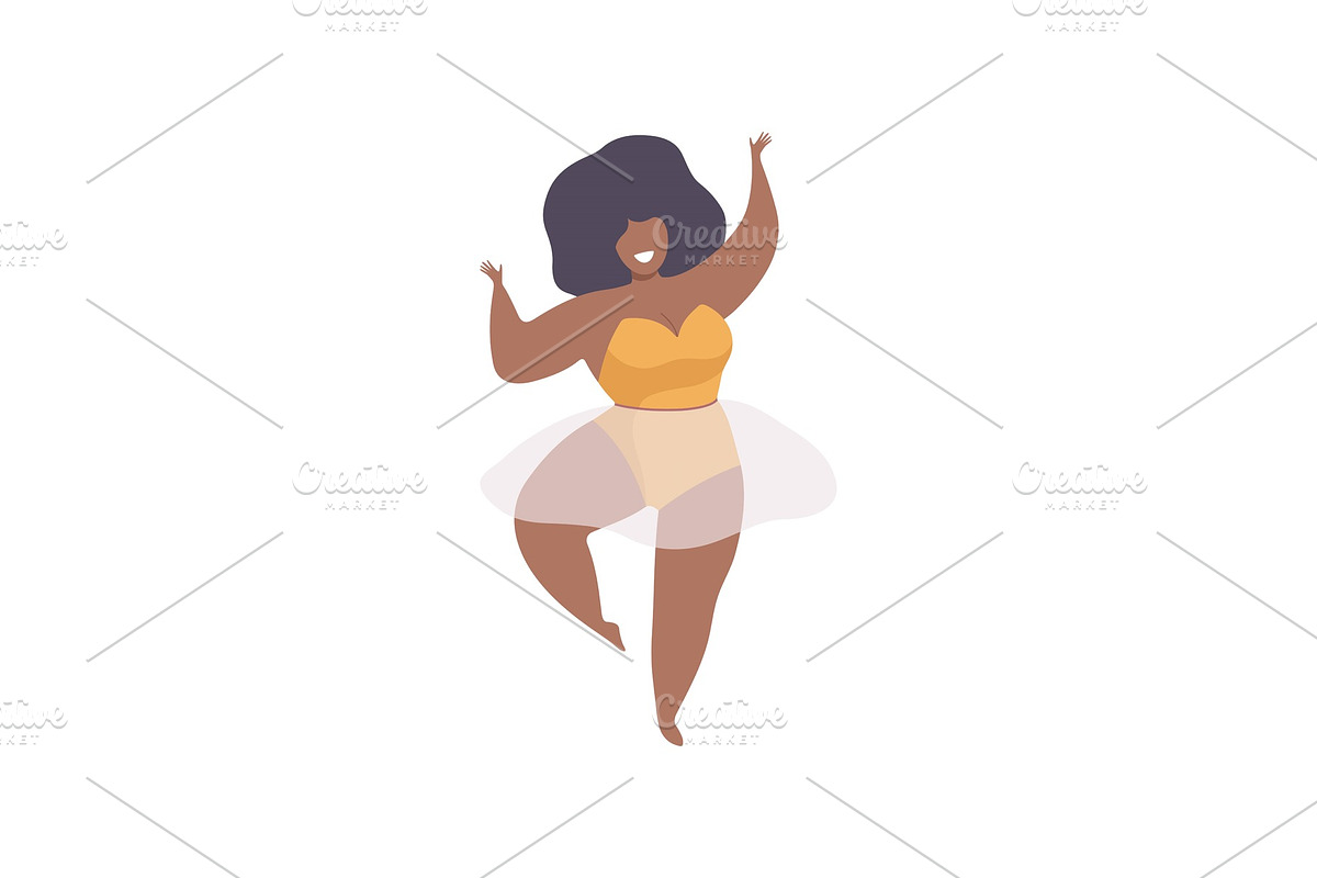 Happy Plump African American Woman in Illustrations - product preview 8