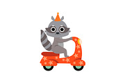 Raccoon Riding on Motorbike, Cute