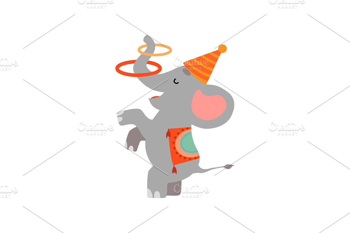 Cute Elephant Juggling with Hoops in Illustrations - product preview 8
