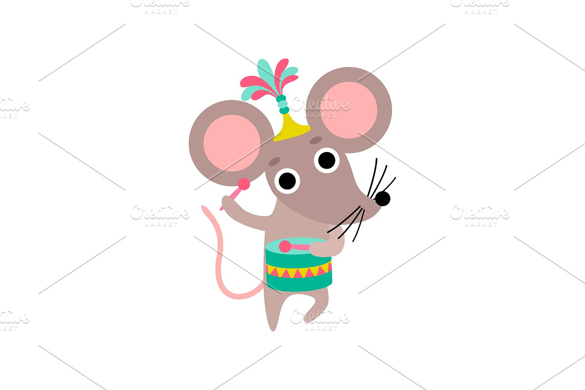 Cute Mouse Playing Drum, Funny in Illustrations - product preview 8