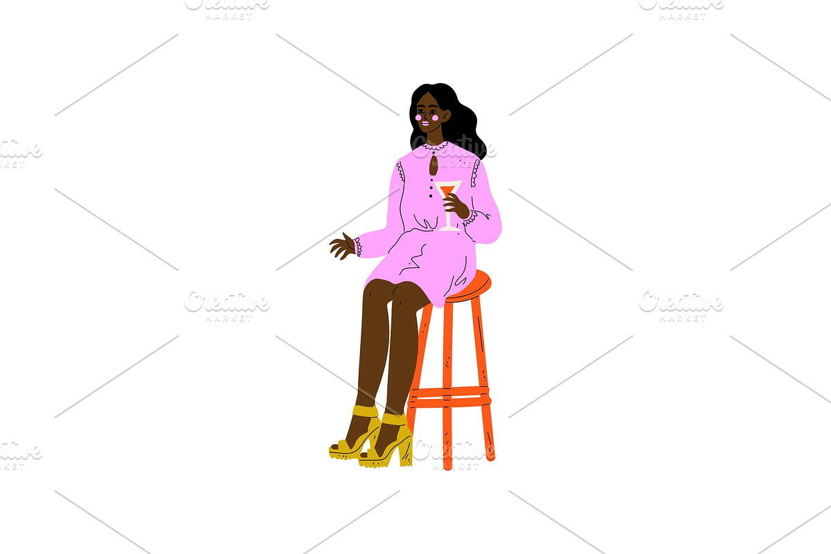 Young African American Woman in Illustrations - product preview 8