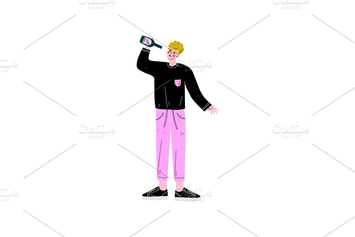Young Man Drinking Beer, Drunk Guy in Illustrations - product preview 8