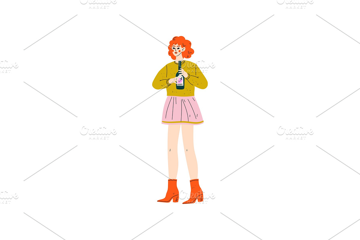 Young Woman in Casual Clothes in Illustrations - product preview 8