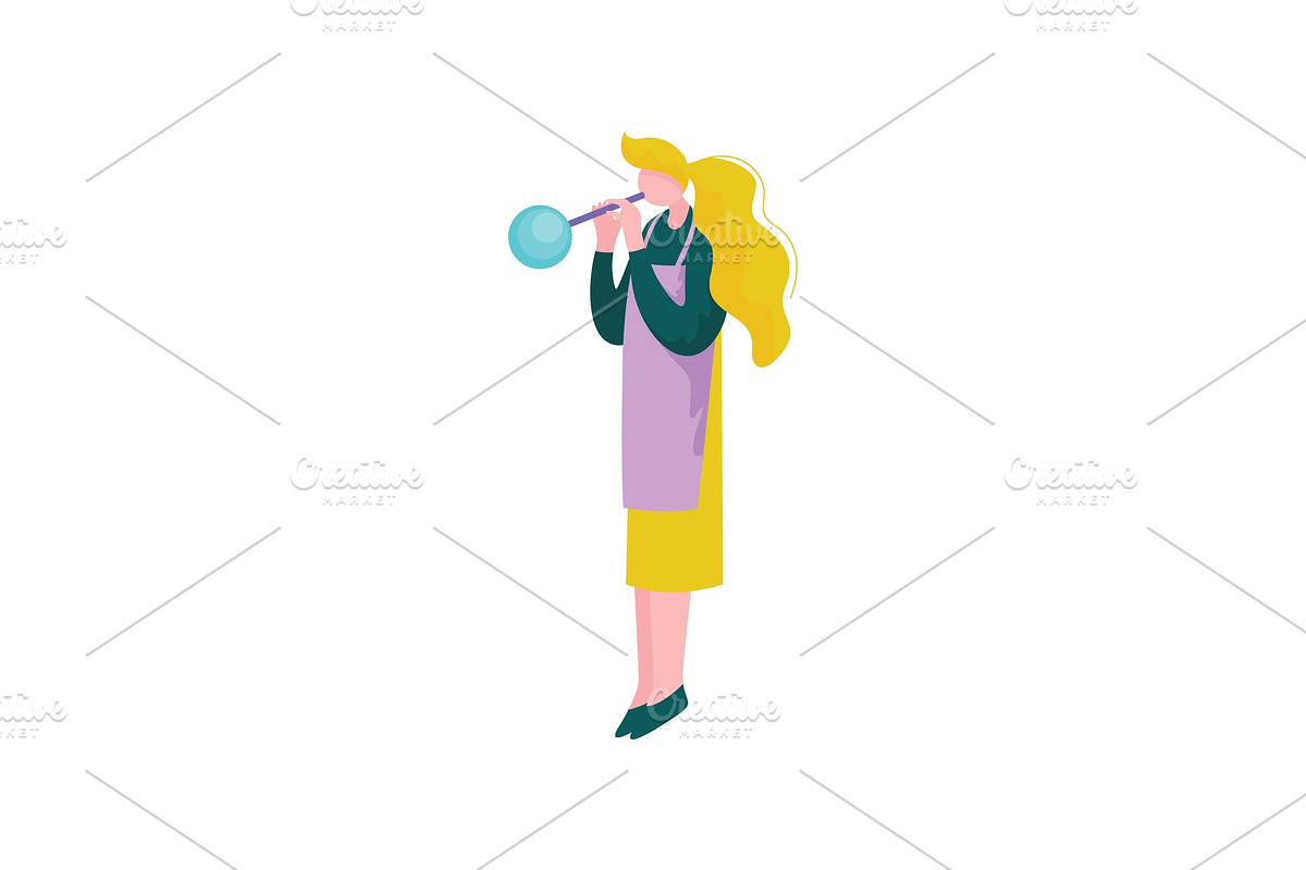 Young Blonde Woman Blowing Glass in Illustrations - product preview 8
