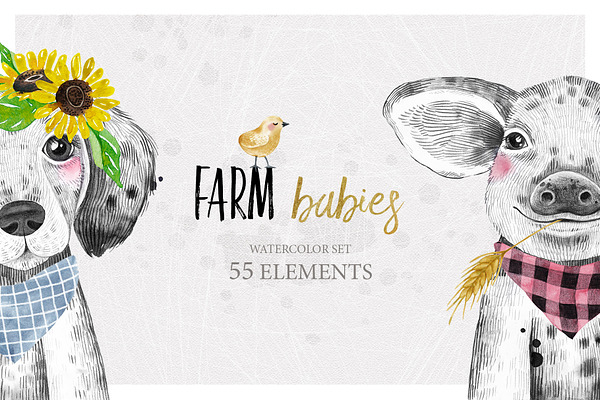 FARM BABIES watercolor set