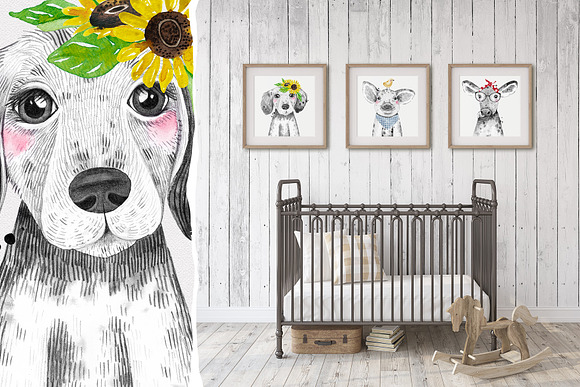FARM BABIES watercolor set in Illustrations - product preview 1