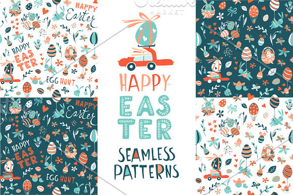 Funny Happy Easter greeting set in Illustrations - product preview 2